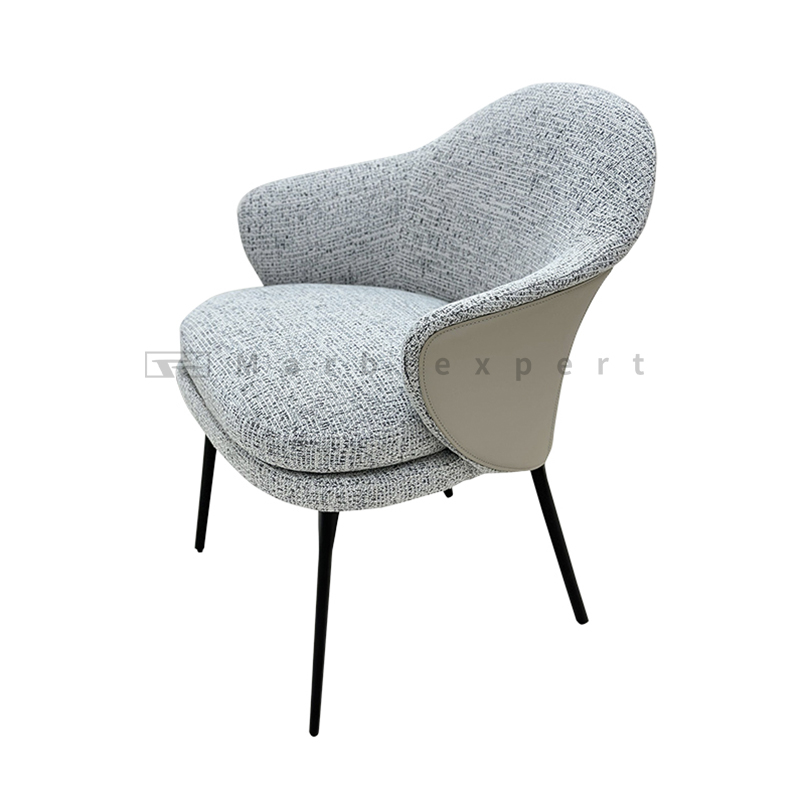 High-End Fabric Dining Chair - Gunmetal Metal Legs, Integrally Foamed Shaping Cotton, Light Luxury Style