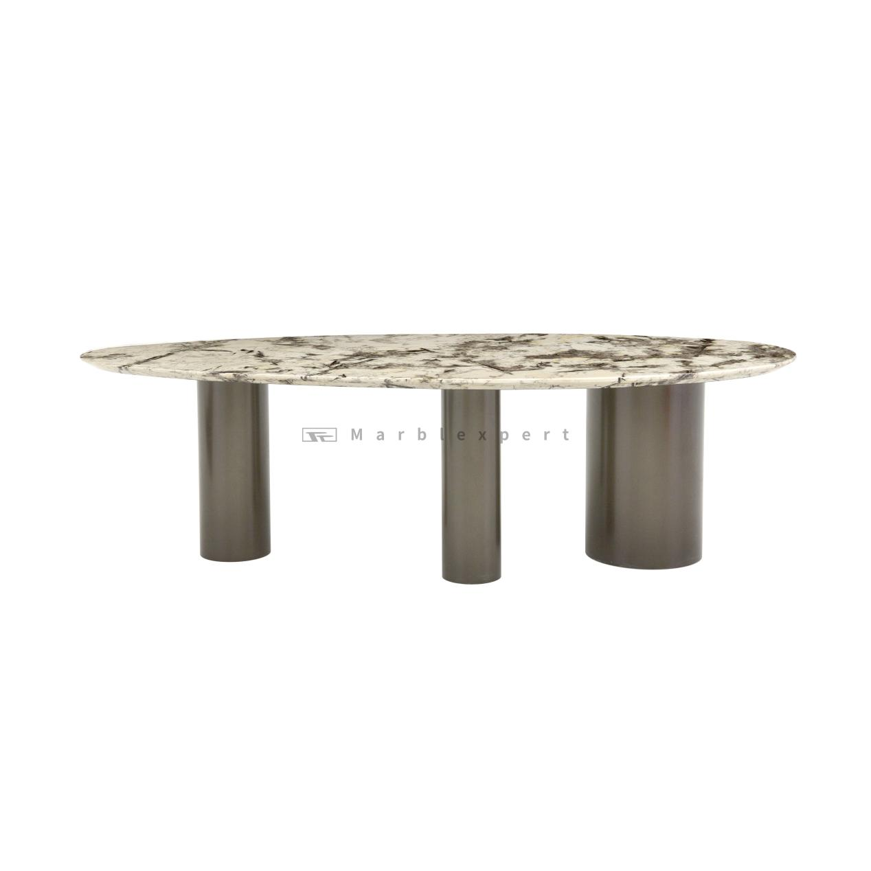 Dinning Room Stainless steel Marble Inlay Furniture Dining Table