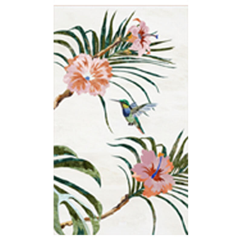Marble Inlay Wall Panel Tropical Jungle Design