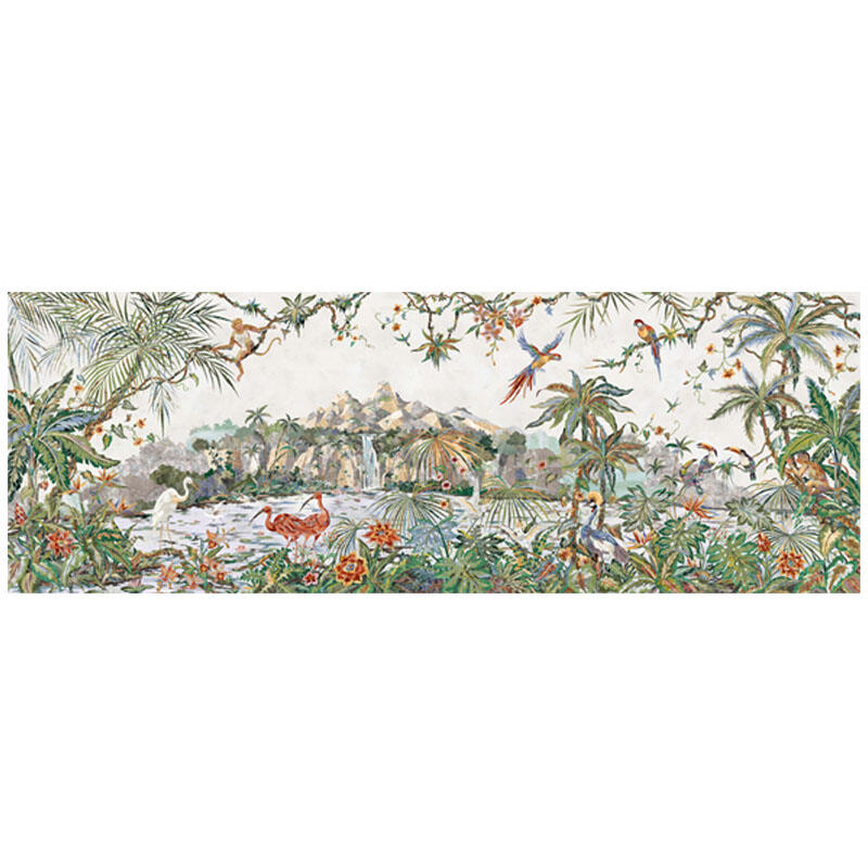 Marble Inlay Wall Panel Tropical Jungle Design