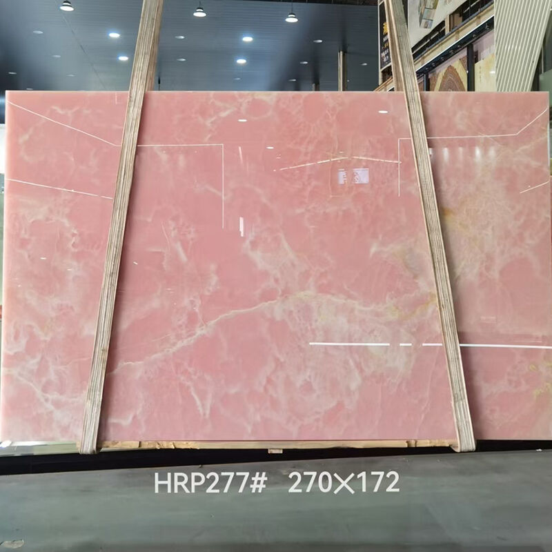 Tấm Đá Onyx Hồng 240UP*120UP*2CM Thiết Kế Hiện Đại Bền & Chống Thấm Nước Dùng Cho Ốp Tường & Mặt Bàn