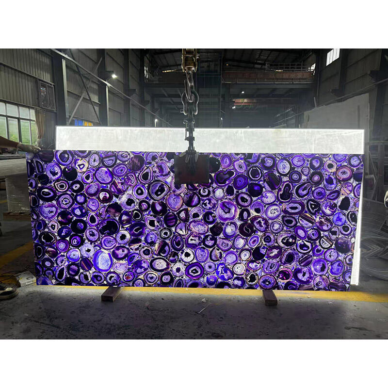 Purple Colorful Agate Semiprecious Stone Slab 240UP*120UP*2CM Modern Design Durable & Water Resistant for Wall Cladding & Countertop