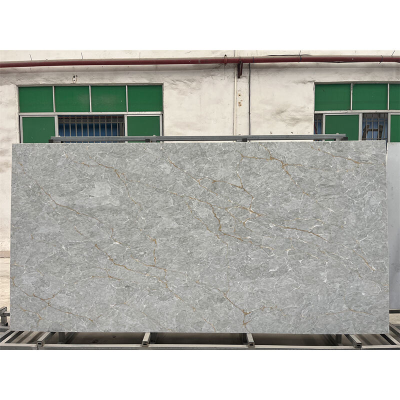Translucent Calacatta Gold Quartz Slabs (Model No.: NS1018)The size of slabs can be custom-made for commercial project