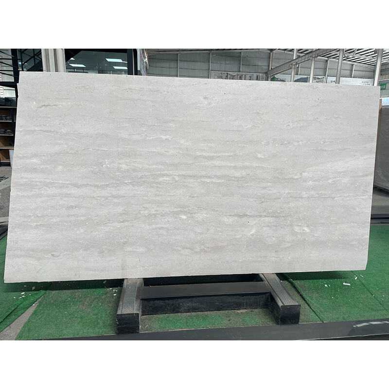 Italian White Travertine Slab 240UP120UP2CM Modern Luxury Textured & Resin-Filled for Feature Wall & Vanity Top