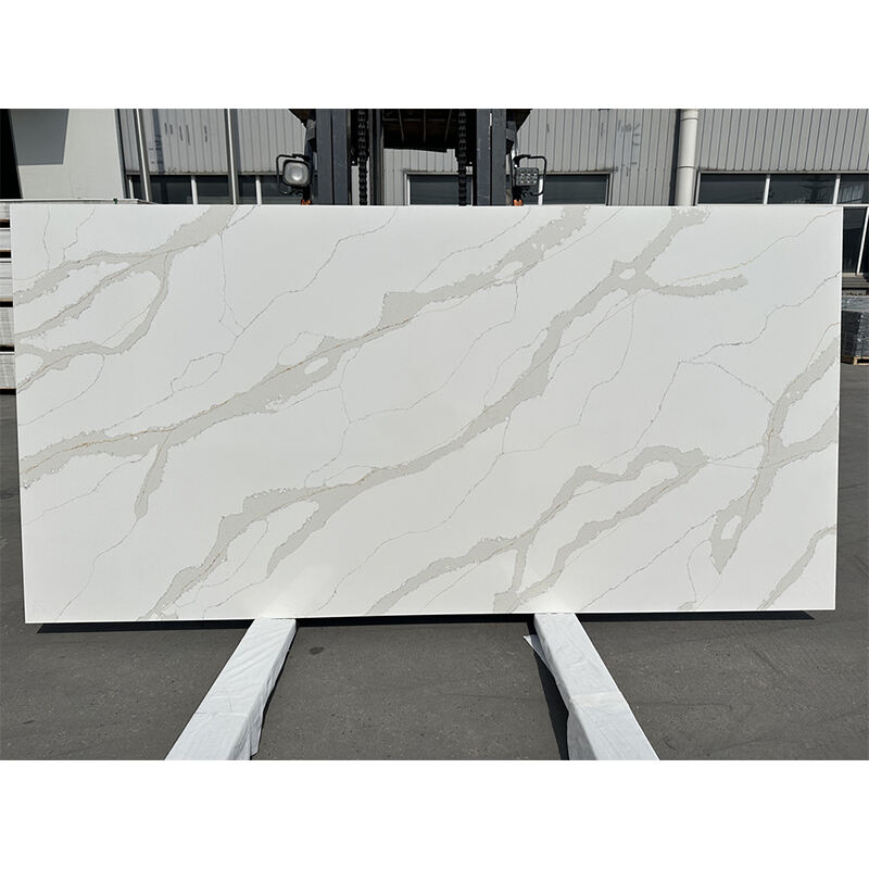 Classic Calacatta Gold Quartz Slabs (Model No.: NS1020)The size of slabs can be custom-made for commercial project