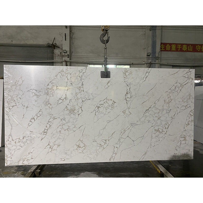 Tấm thạch anh cao cấp Bulgaria với vân vàng nhạt, đá kỹ thuật, Mã số: NS1215, Kích thước tấm có thể sản xuất theo yêu cầu cho dự án thương mại