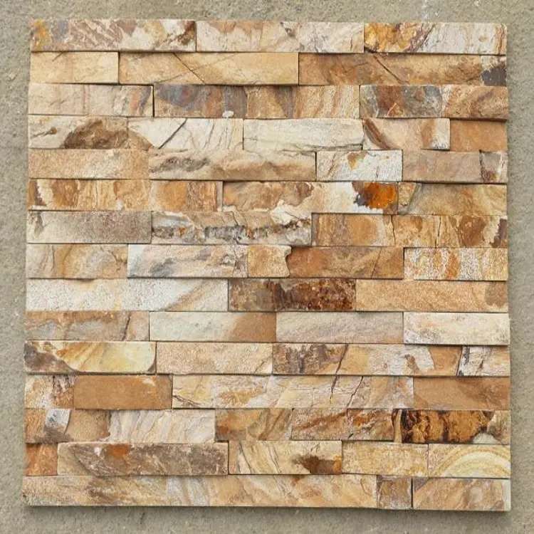 Yellow Slate Culture Stone, Stacked Stone, Exterior Wall Panel