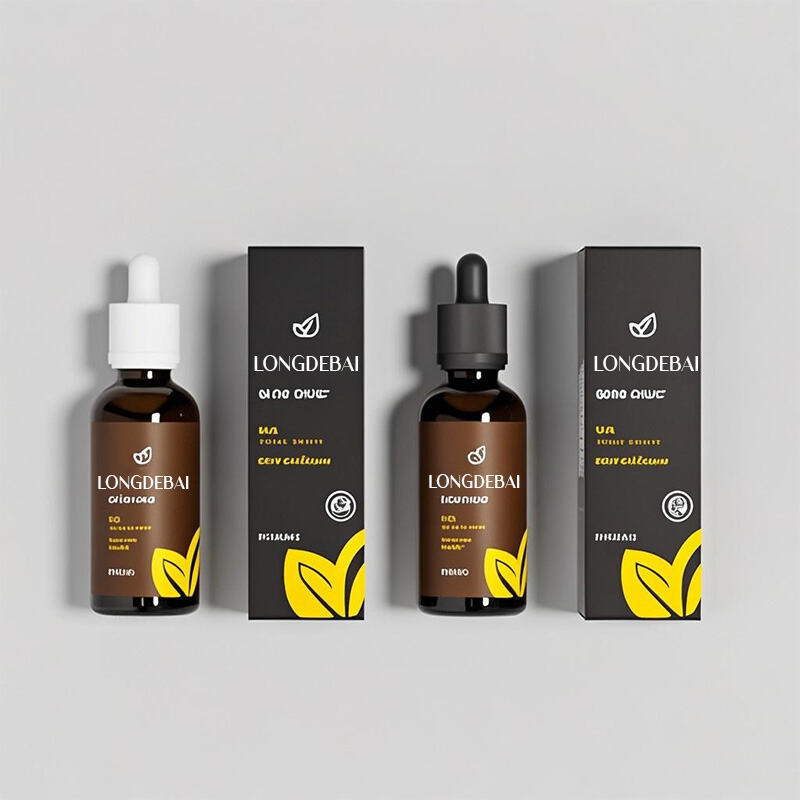 Brown Empty Glass Oil Dropper Bottle with box packaging