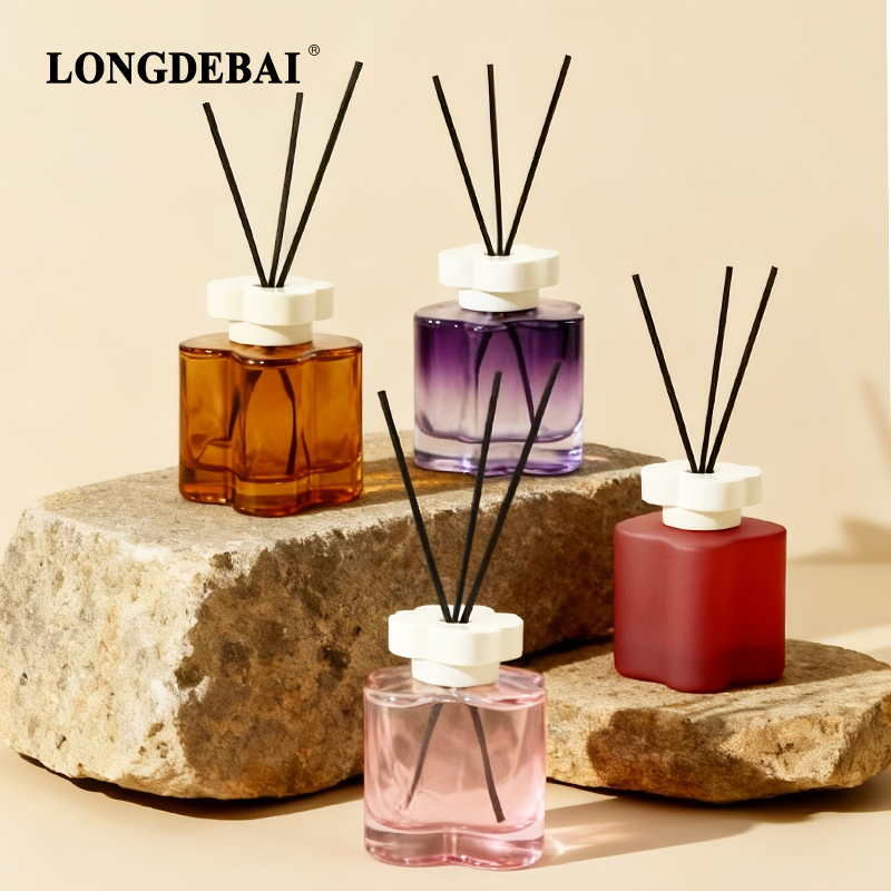 OEM customized petal-shaped glass reed diffuser bottle