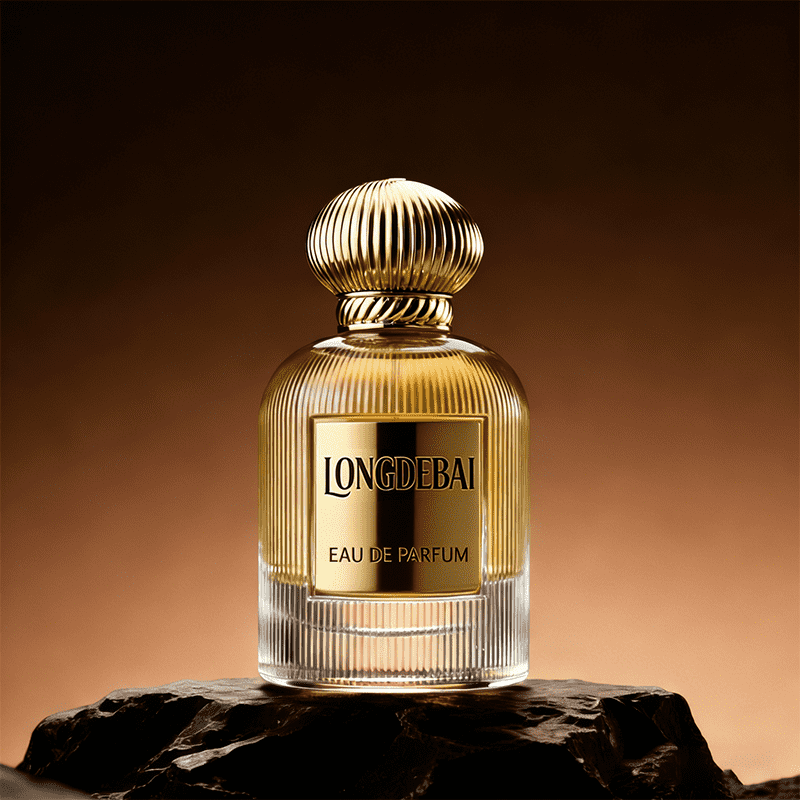 Vertically Striped Glass Perfume Bottle with Striped Dome-Shaped Metal Cap manufacture