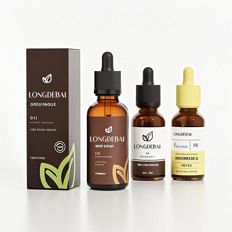 Brown Empty Glass Oil Dropper Bottle with box packaging manufacture