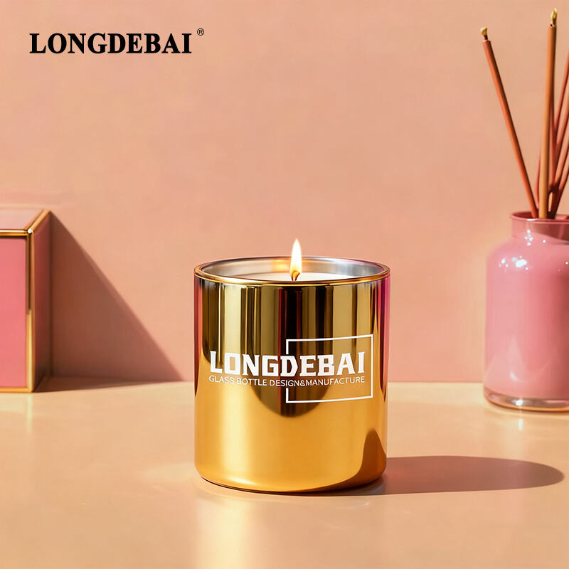 Electroplated Glass Candle Jar with Lid – Aromatherapy Use, OEM Wholesale factory