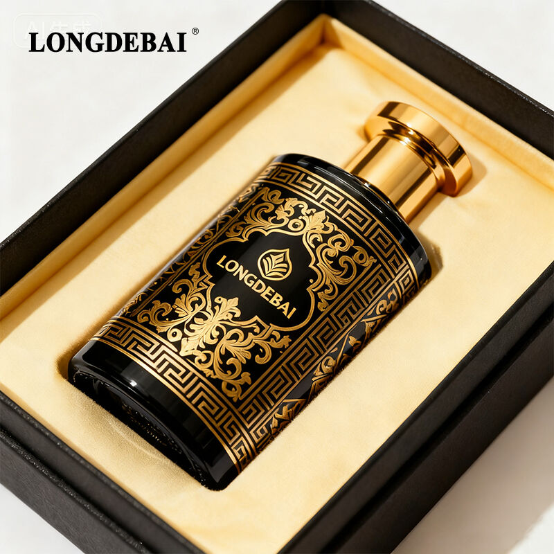 Custom Black and Gold Engraved Aesthetics High-End Men's Perfume Bottle