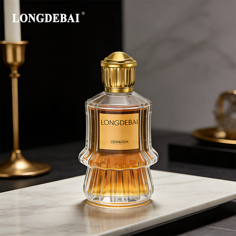 New-mold 100ml Ruffled-skirt Shaped Glass Perfume Bottle with Metal Cap manufacture