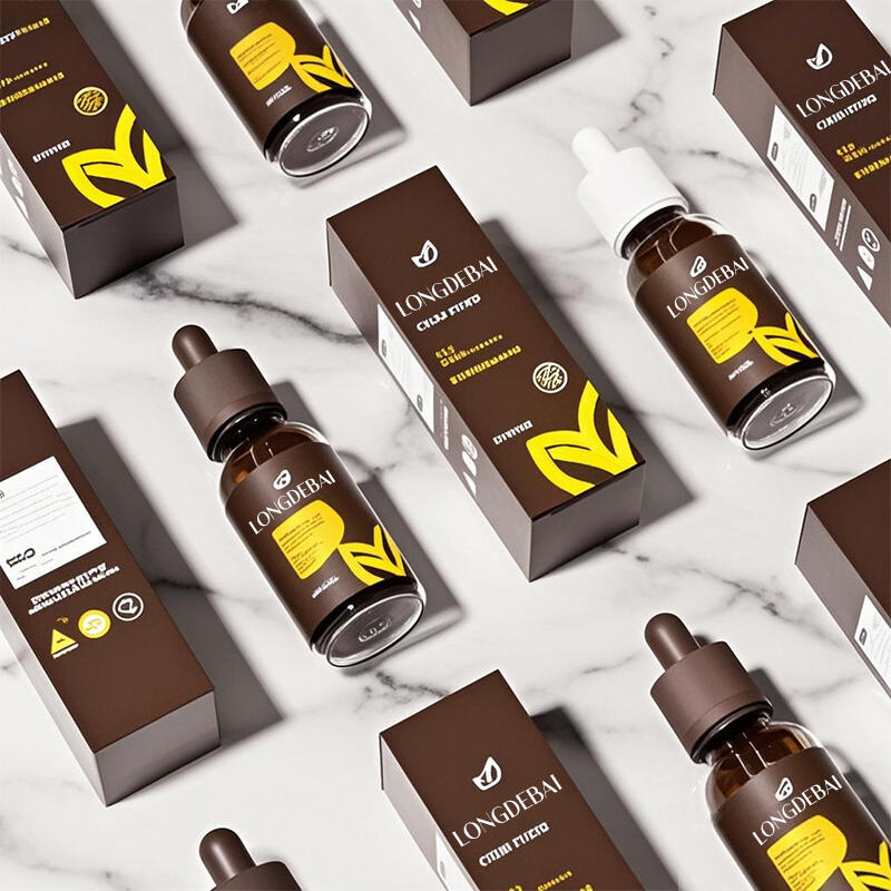 Brown Empty Glass Oil Dropper Bottle with box packaging factory