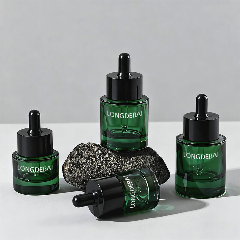 Dark Green Translucent Empty Glass Essential Oil Bottle