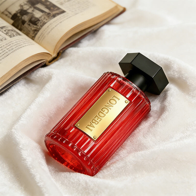 Custom Ribbed Columnar 50ml 100ml Luxury Glass Fragrance Bottle with Hexagonal Cap