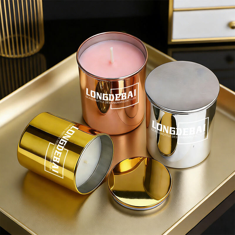 Electroplated Glass Candle Jar with Lid – Aromatherapy Use, OEM Wholesale manufacture