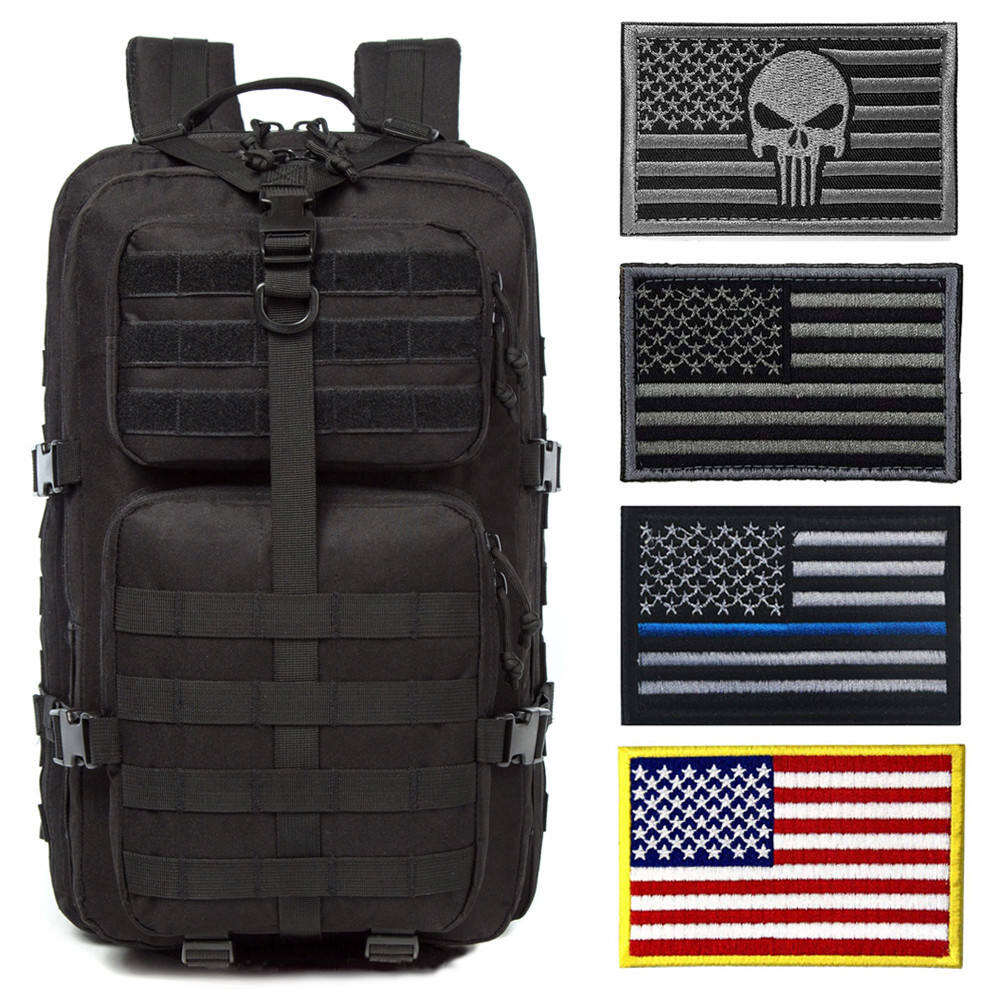 Multi-Purpose US MOLLE Tactical Gear Pack with Y Belt & Patch Panel, Modular Assault Backpack, MOLLE System EDC Outdoor Military Hiking Camping Hunting Rucksack, Durable Tactical Storage Bag