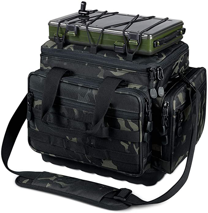 Fishing Tackle Box Bag, Waterproof Large Capacity Fishing Gear Storage Organizer, Multi-Compartment Tackle Bag with Shoulder Strap for Outdoor Fishing, Camping & Travel