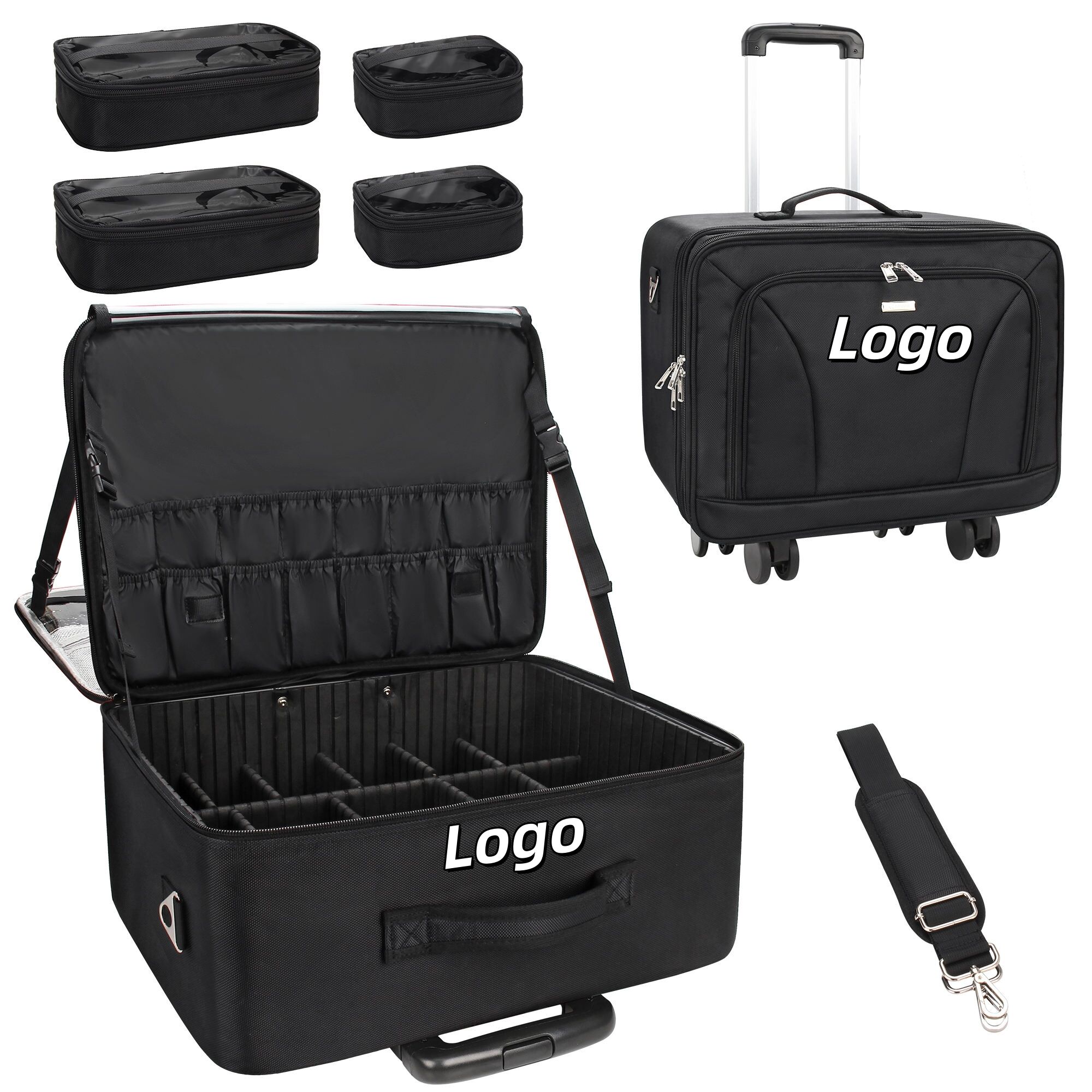 Rolling makeup train case