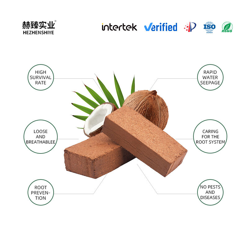 HZ Hezhen Coco Coir Peat Bricks Industrial Horticultural Planting for Growing Vegetables and Flowers Coconut Coir Brick