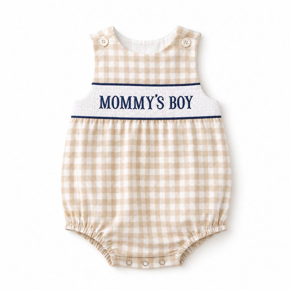 Baby Majčin dan Gingham Pamuk brodiran Boutique Boy Bubble Romper
