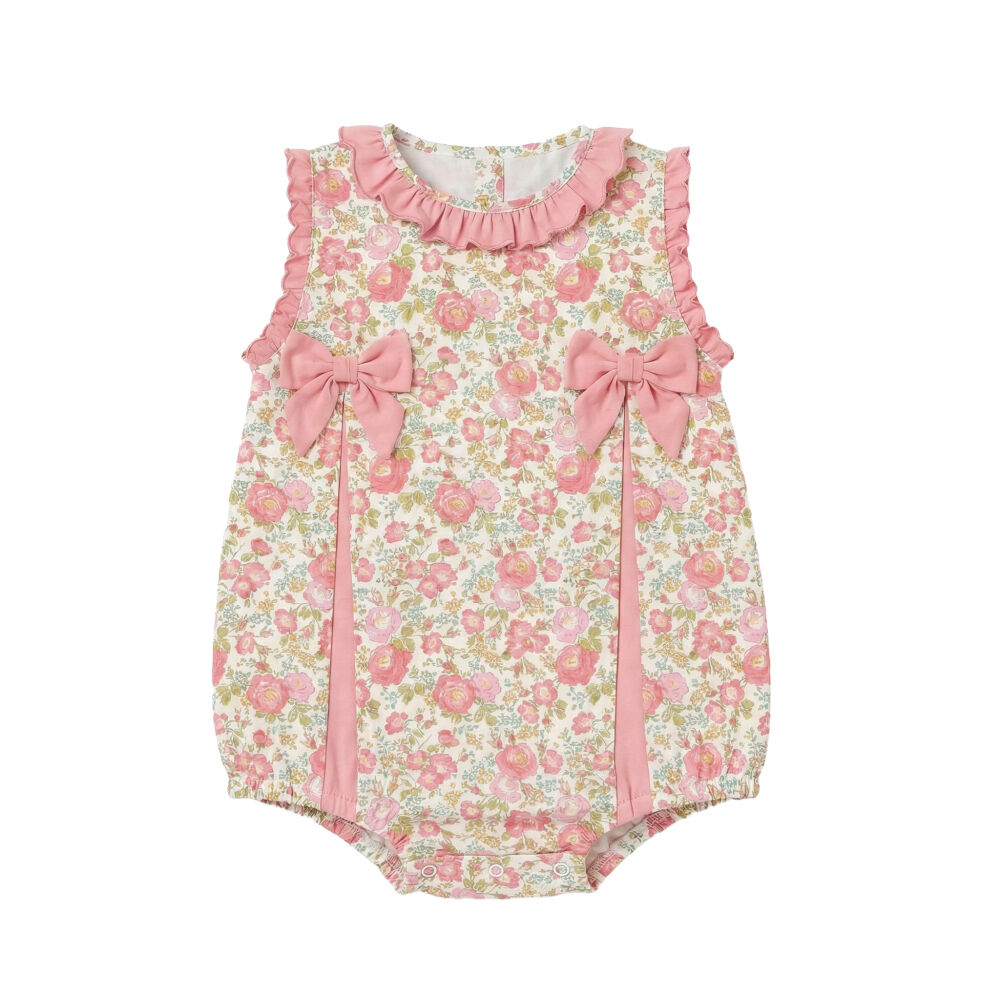 Baby Girl Pink Rose Cvjetni Romper Ruffle Bubble Boutique Bodysuit