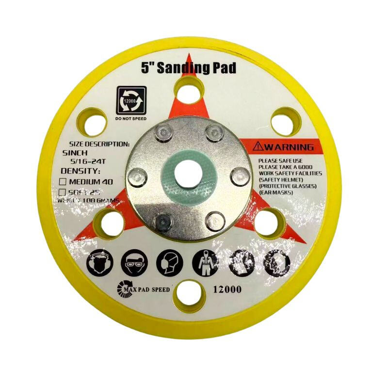 ແຜ່ນຂັດ PU 5 ນິ້ວ 6 ຮູ 125mm PSA ສຳລັບການຂັດລົດ ແລະ ຂັດເຟີນີເຈີ