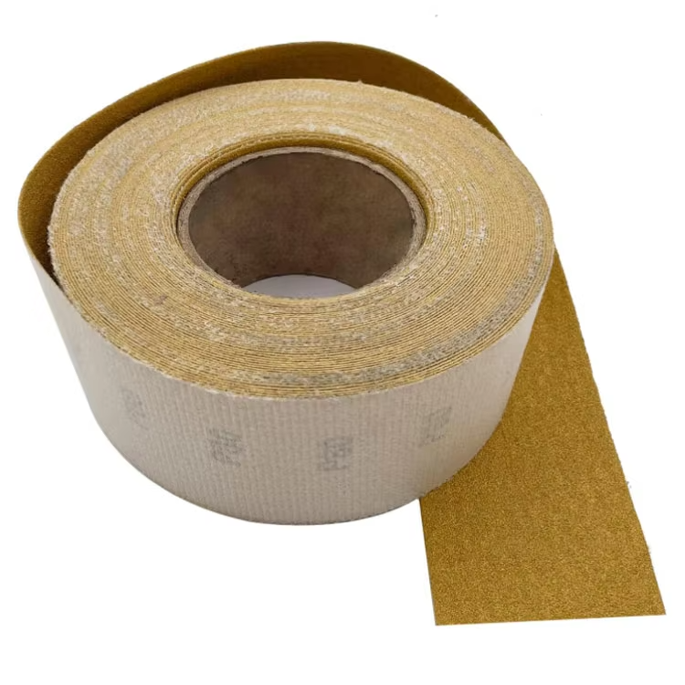 70MM*20M Yellow Aluminum Self Adhesive Sandpaper Roll With PSA Adhesive Backing for Woodworking, Metal, Auto, Sanding Blocks