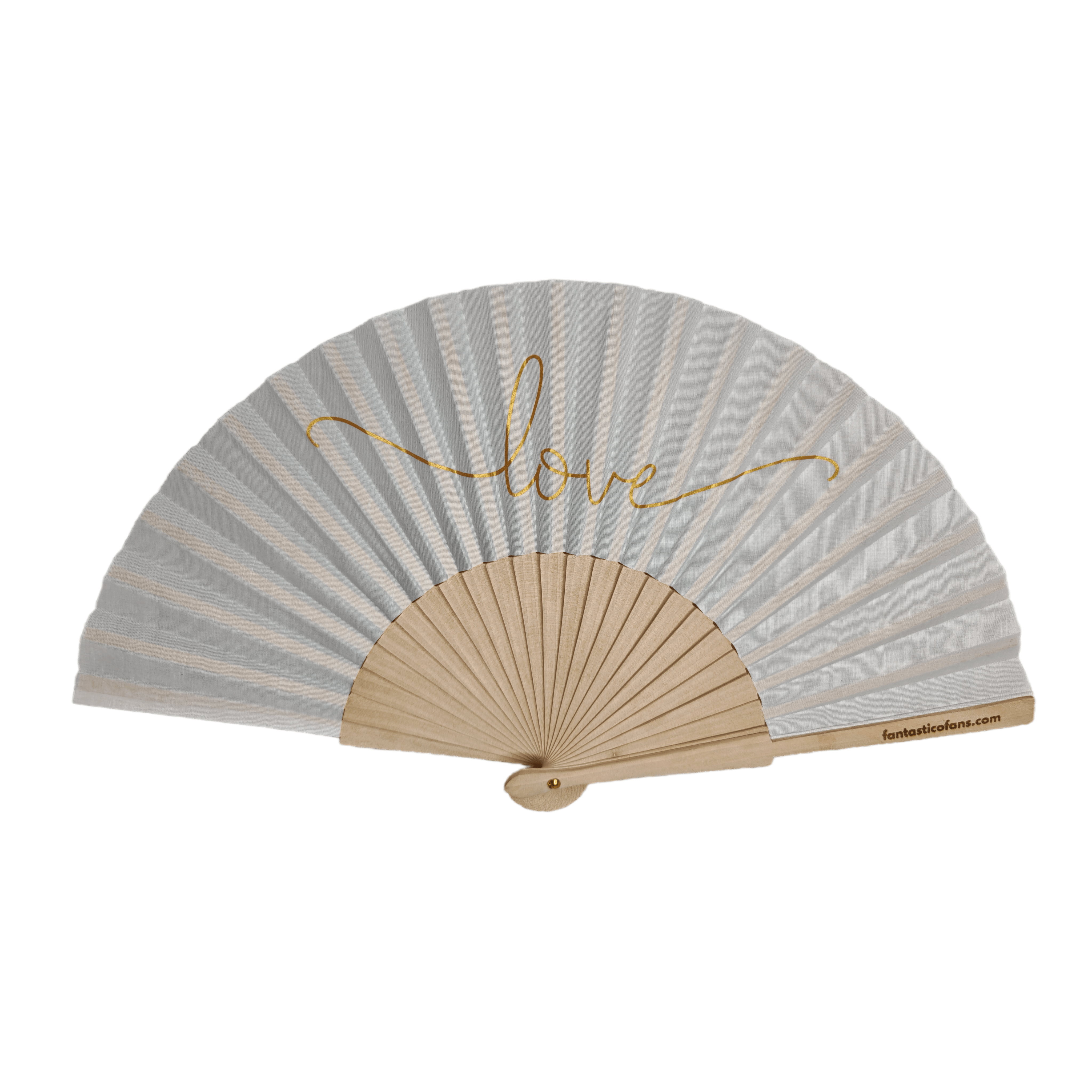 Elegante Leque de Madeira com Tecido com a Palavra