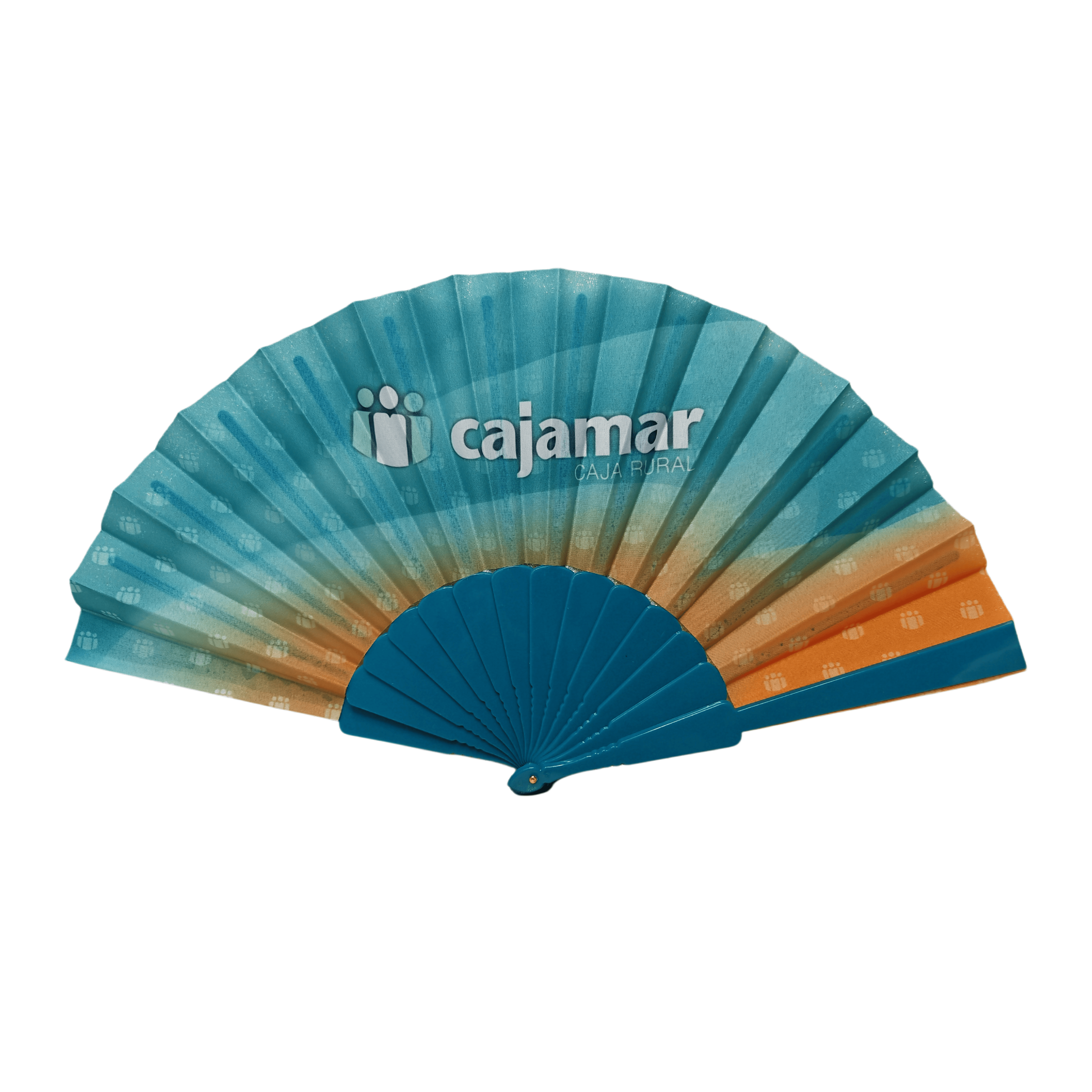 Leque de Mão Promocional de Tecido e Plástico com Marca Personalizada – Leque Dobrável Promocional com Cores Correspondentes à Escala Pantone para Campanhas de Marketing Corporativo e Financeiro