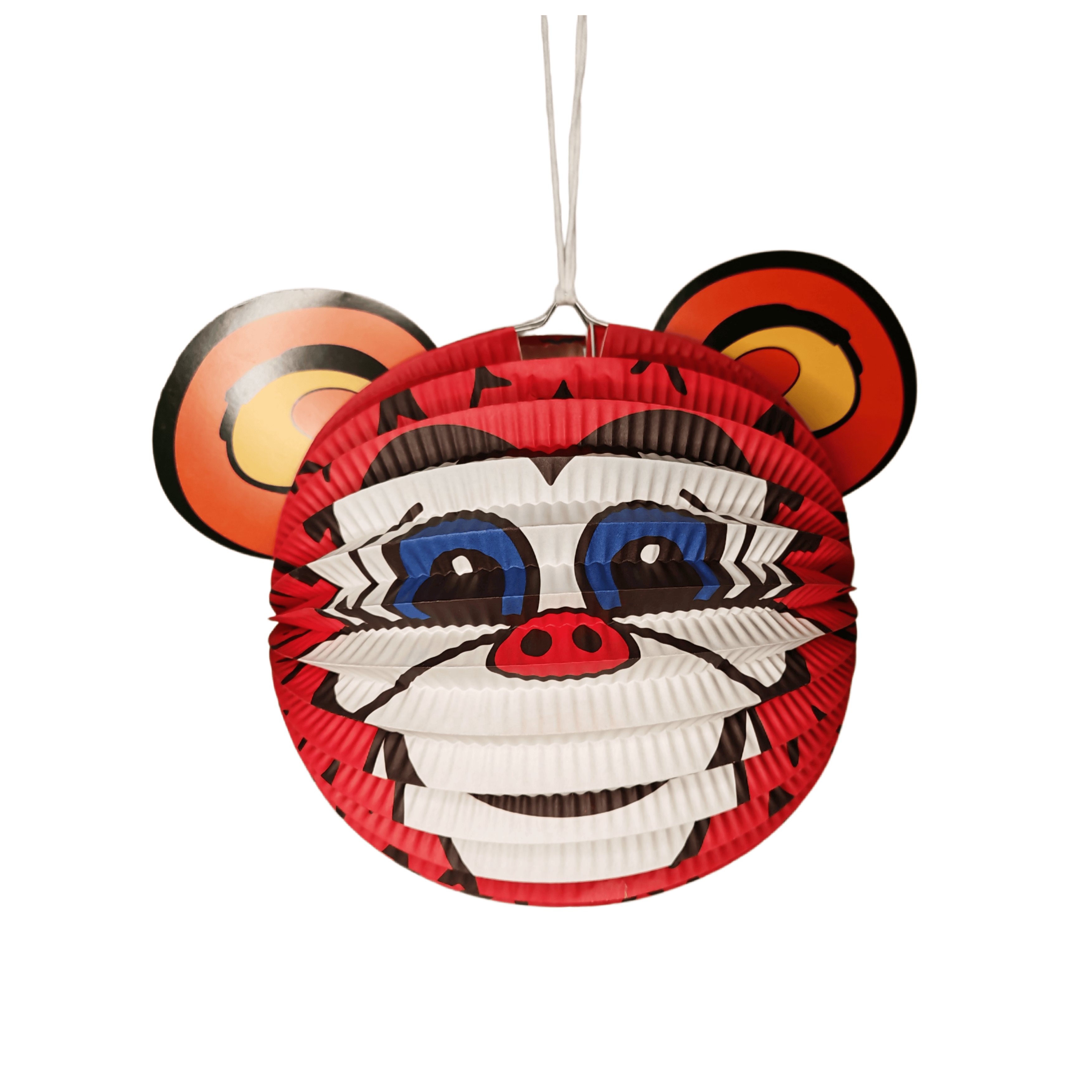 Lanterna Redonda de Papel Sulcado com Forma de Tigre Vermelho – Para Artesanatos Infantis DIY e Decoração de Aniversário