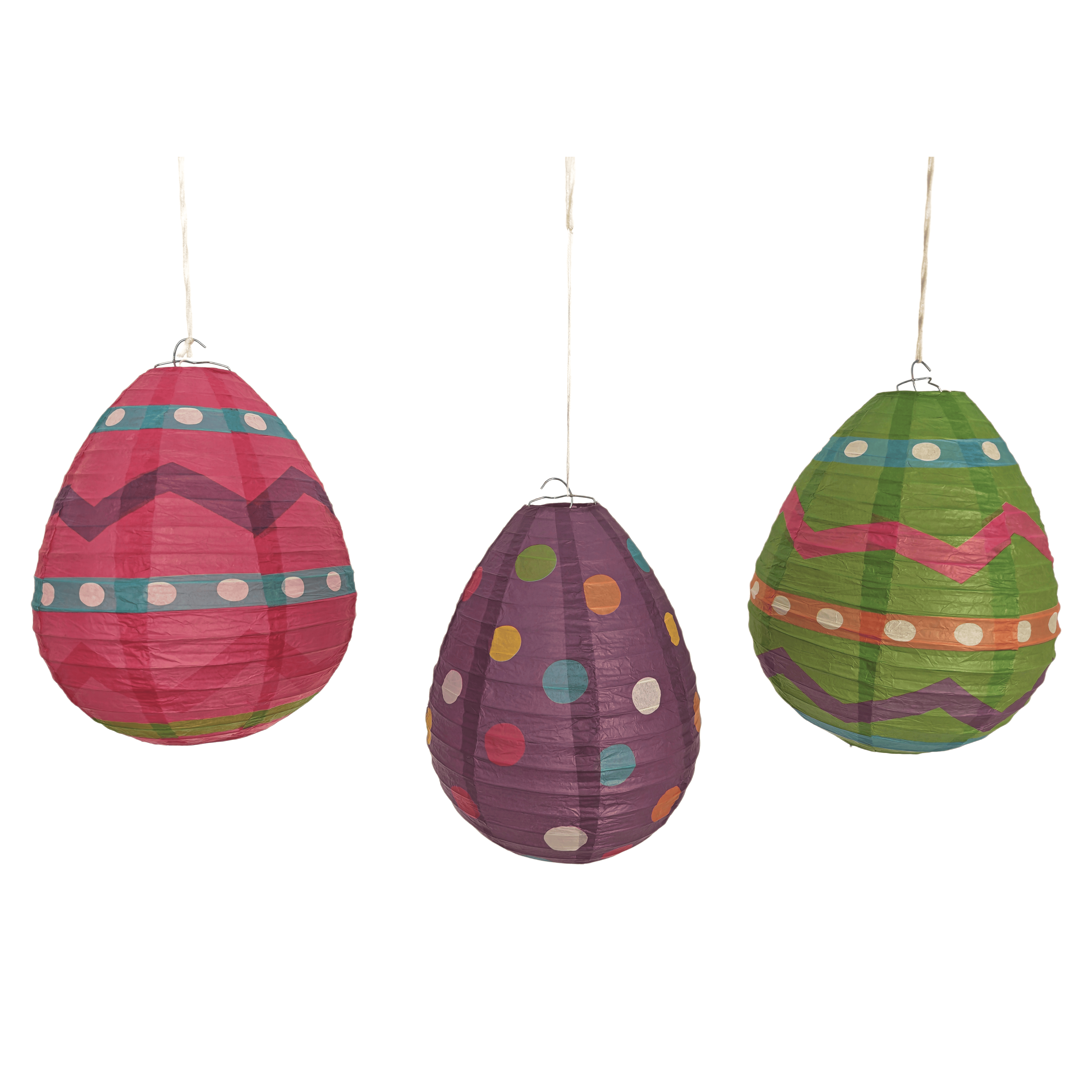 Lanterna de Papel em Forma de Ovo de Páscoa – Decoração Pendurada Colorida com Estampas para Festivais de Primavera e Varejo de Festas