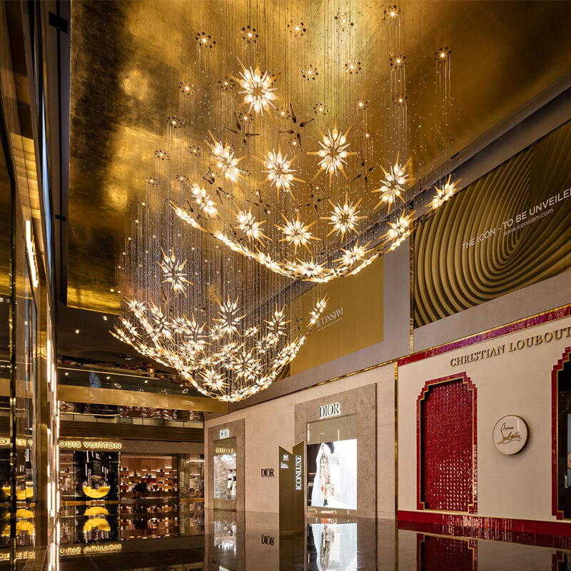 Lámpara de araña de cristal de lujo con estilo nórdico moderno para decoración de vestíbulos de hoteles y proyectos personalizados de gran tamaño