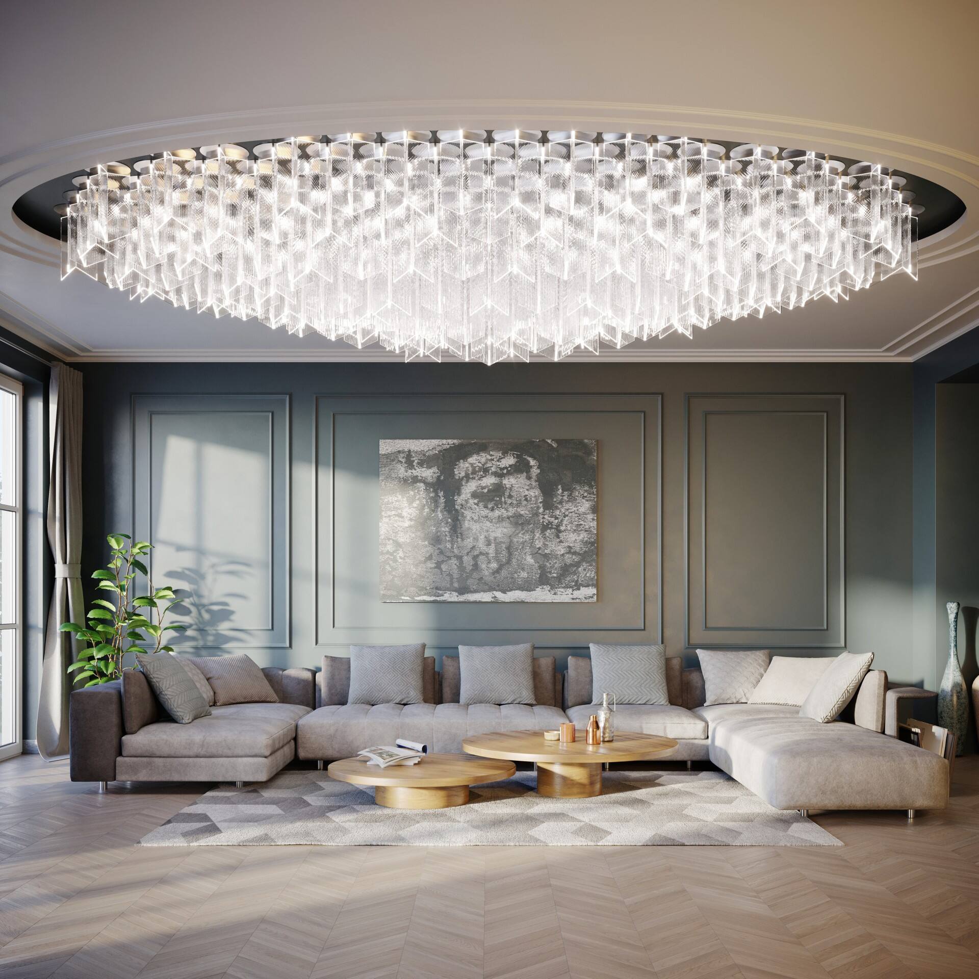 Aangepaste Moderne Hotel Groot Plafon Kunstglas Hanglamp