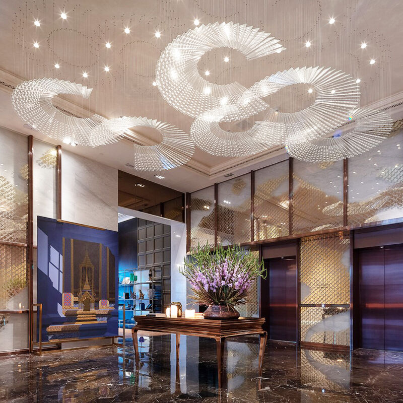 Modern LED Light Fixtures for Hotel Lobby Hall & Villa Remote Control Chandler Ceiling Chandelier Decorative Lighting