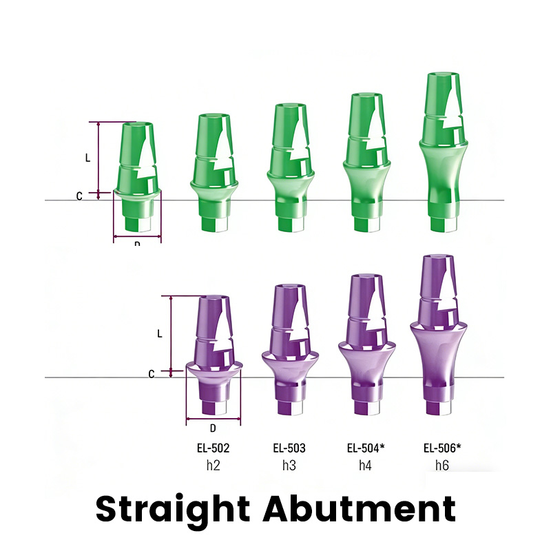 Novus Adventus Abutment Dentalis C-tech, Fabrica Sinica, Componentes Fixationis OEM, Tectus, Vis de Translatu, Abutment Rectum