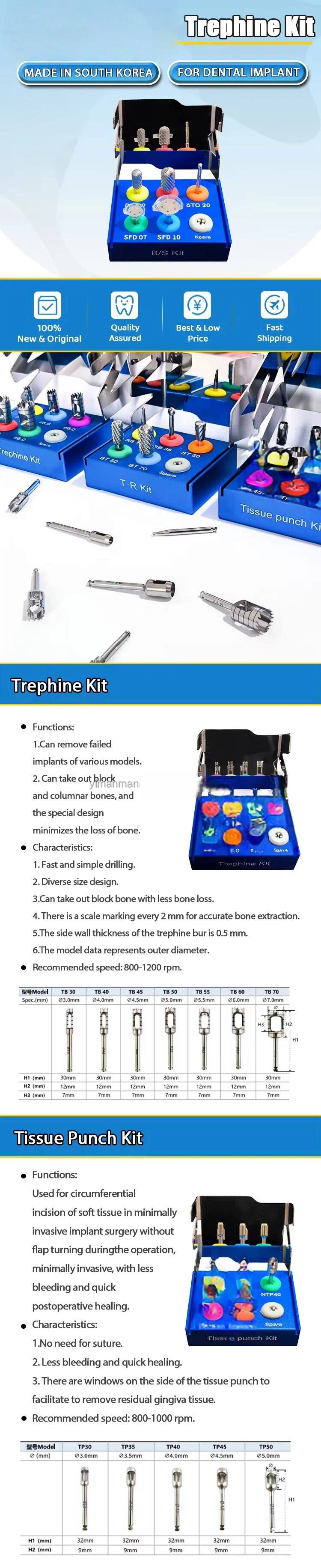 Original Dentem Kit Mini B/S Kit Dental Implant Bone Collector Kit for Dental Implant Surgery for Smoothing the Gums From Korea manufacture