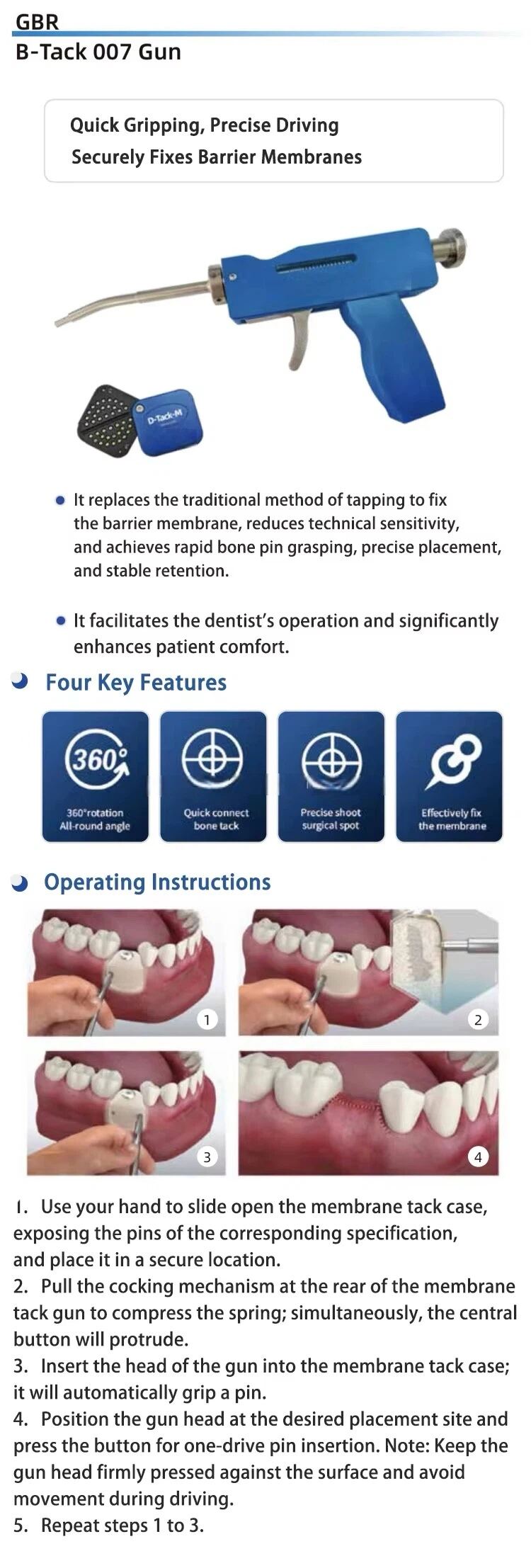 GBR System B-Tack 007 Dental Implant Dentem  Dental Tool Surgical Gun Bone Regeneration Bone Grafting Original South Korea supplier