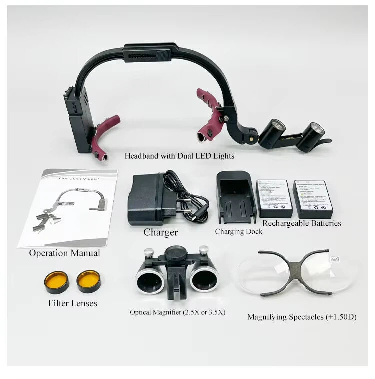 OEM 2.5X 3.5X Plastic Dental Headlamp Medical Loupes Magnifier Wireless Surgical Headlight Operation Factory Supplier supplier