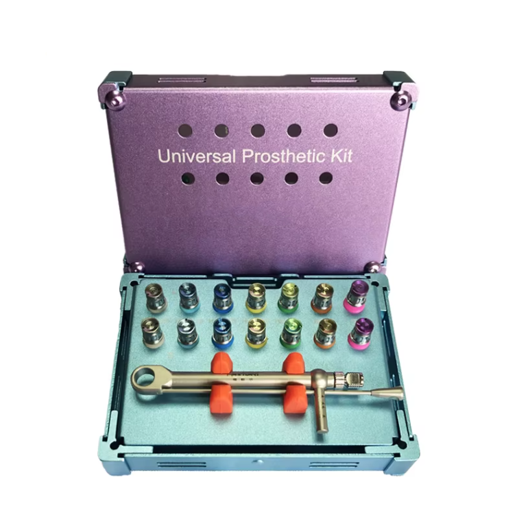 Cista Instrumentorum Megagen Dental pro Implantatione et Reparatione, Universale Torquimeterum Cum Clavibus Torquentibus, Set Quindecim Scalpellorum, Universale Instrumentum Prostheticum, Pretium Humile
