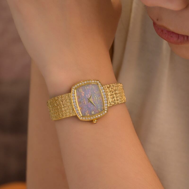 New Design Opal Women's Watch, Gold Plated with Rhinestones, Vintage Wristwatch, Wholesale & Dropshipping