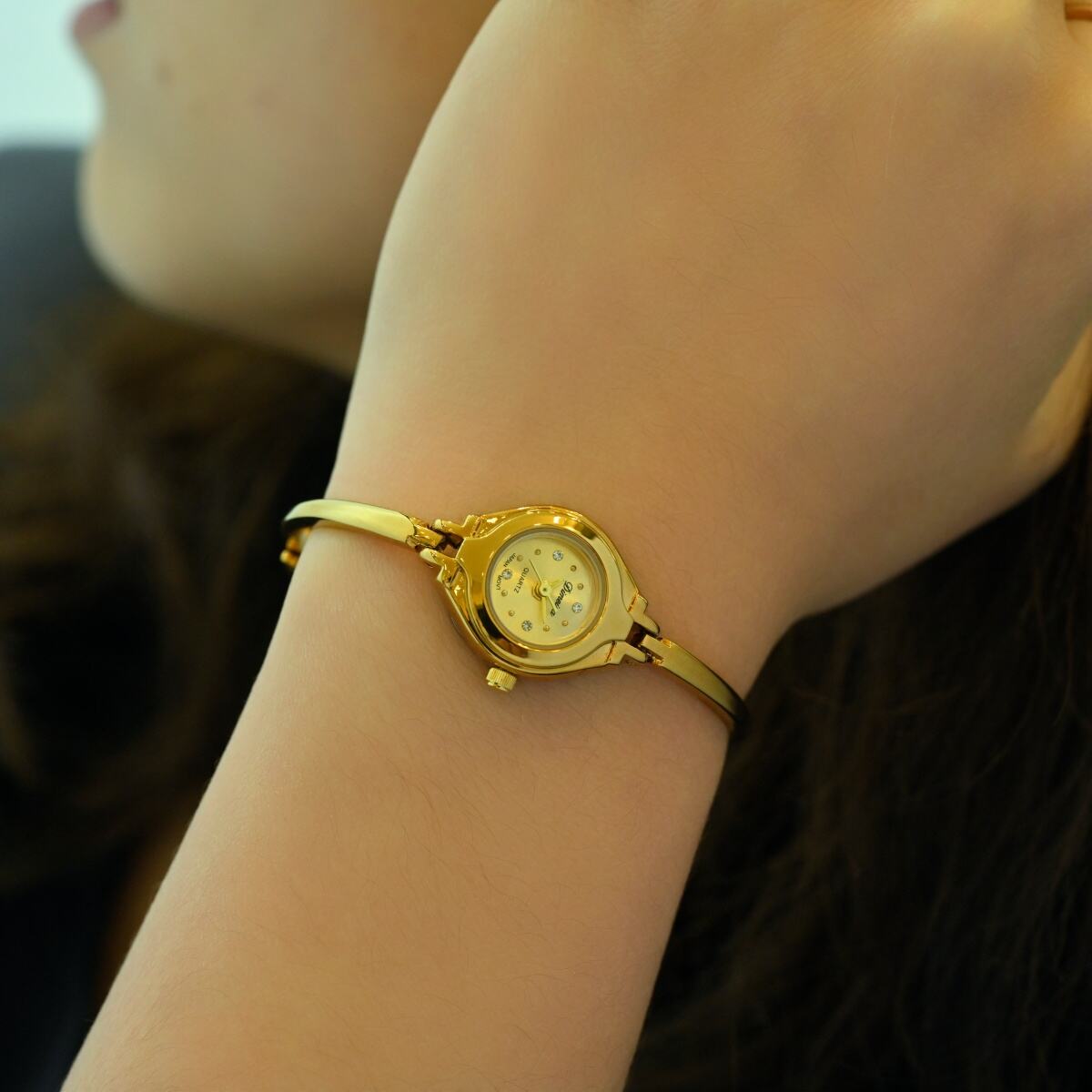 Newly Designed Vintage Bracelet Watch for Women, Gold Plated Copper Case, Japanese Movement, Fashion Ladies Bangle Watch, Factory Wholesale & Dropshipping