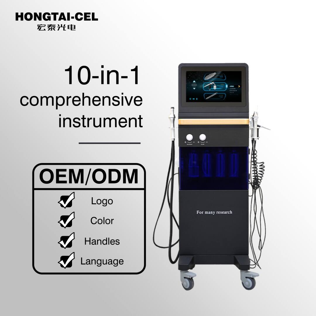 10-in-1 CE Certified Salon Skin Care Tool Hydra Peel + Facial Ultrasound + Oxygen Injector + Hot/Cold Mallet for Skin