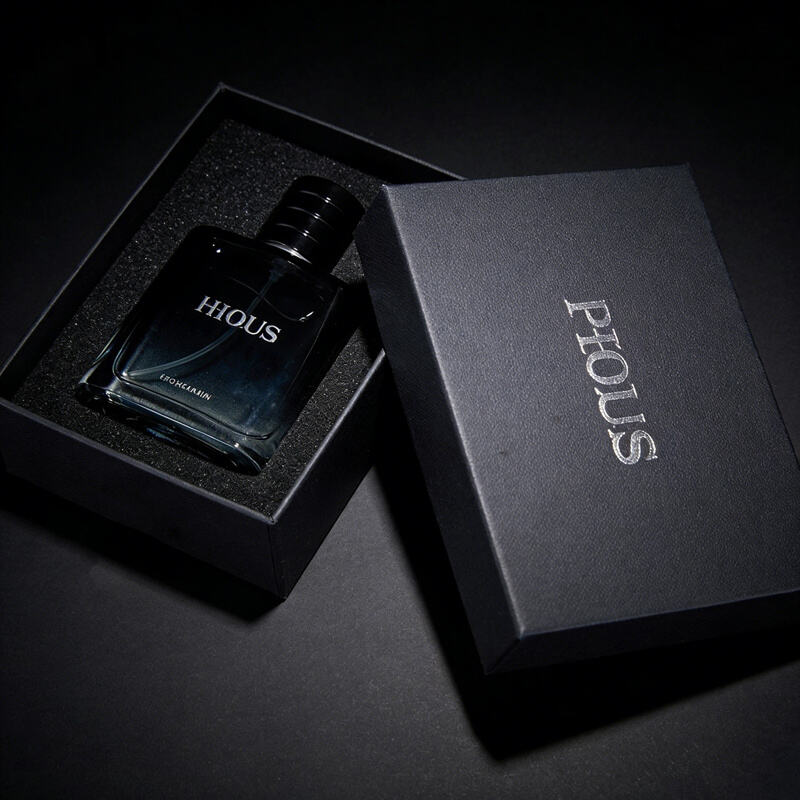 Perfume packaging box rigid cardboard box with foam or eva insert to securely hold bottle during shipping