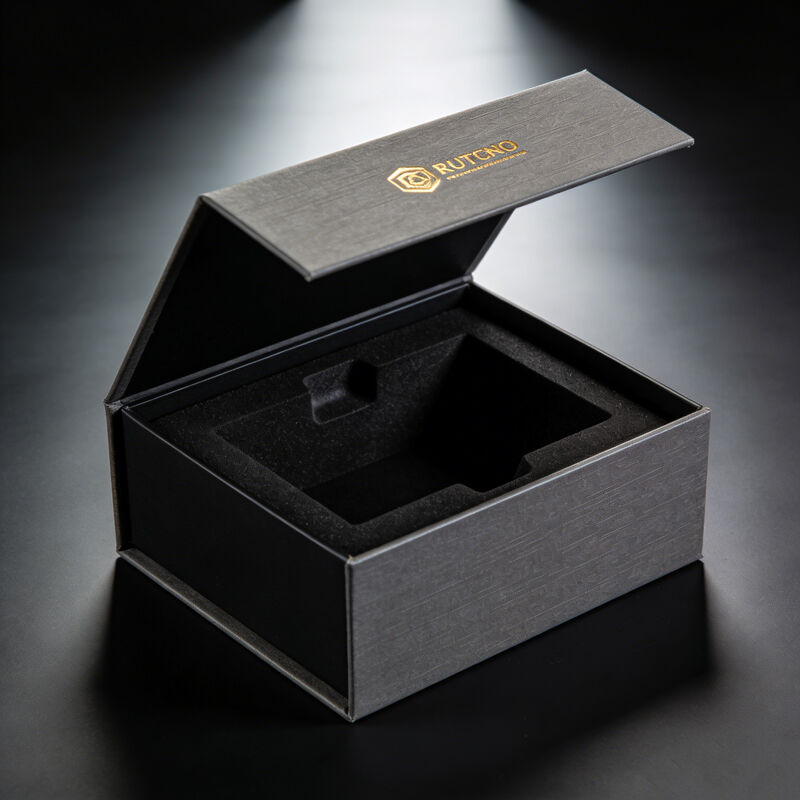 Magnetic perfume box with insert to hold bottle securely for luxury fragrance presentation