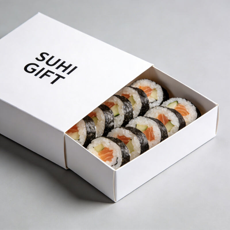 Fast food packaging boxes for sushi, burgers, fries, chicken nuggets, and meal sets, with secure closures