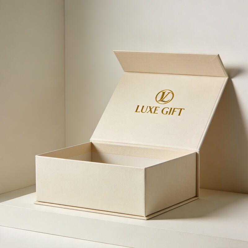 Magnetic jewelry box packaging with satin lining and foam insert for rings and necklaces