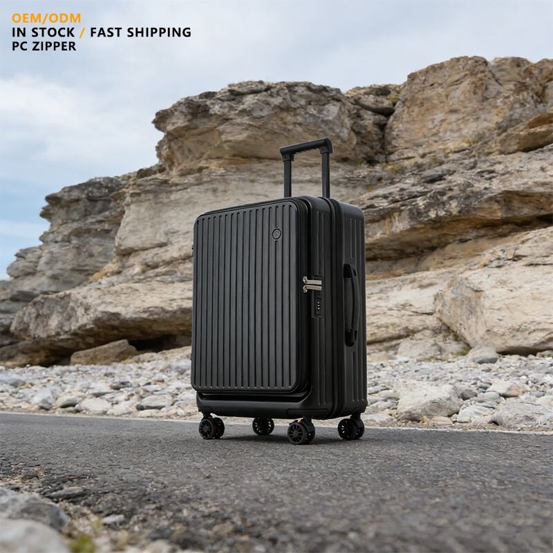 28 Inch Expandable Travel Luggage Travel Case Suitcase with Single Front Opening Cup Holder & 360° Wheels
